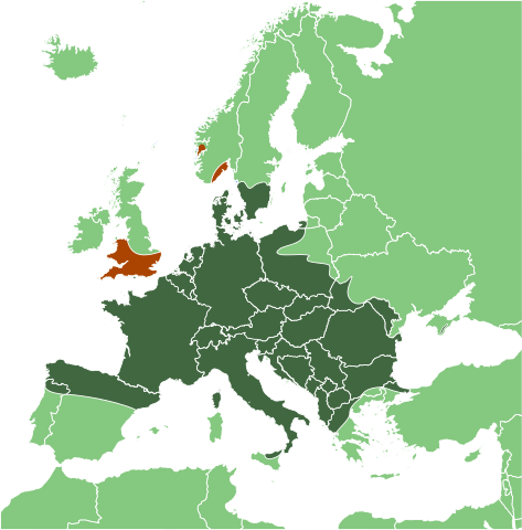 Rotbuche - Fagus sylvatica - Verbreitungsgebiet (Ktrinko – Europastumm2.svg | Tatiana Ivanova – Map Fagus sylvatica.jpg | AfanasovichMithril, CC BY-SA 3.0, via Wikimedia Commons)